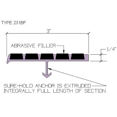 Supergrit 3" Stair nosing-4'0" length Black 231BF-BLA4